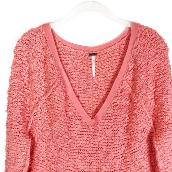 Free People Songbird chunky pullover popcorn  boucle’ sweater S - Picture 4 of 9